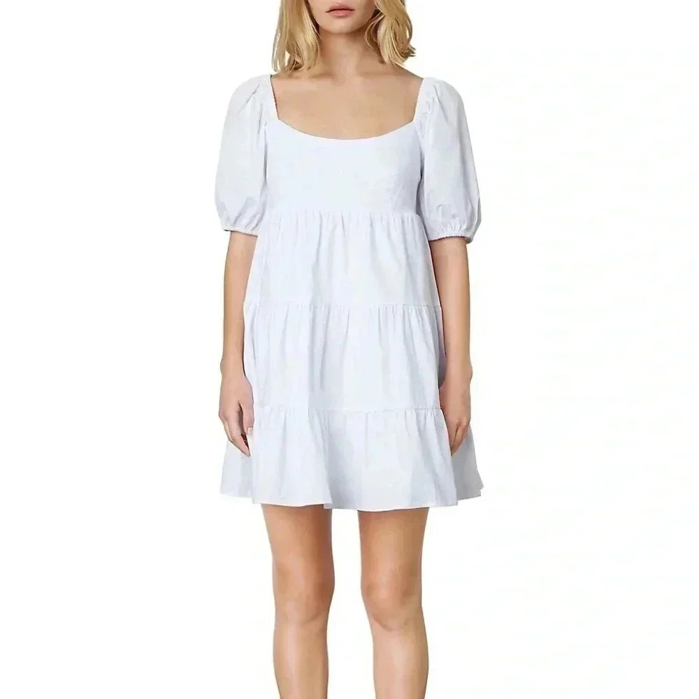 NIA Silvana Babydoll Dress  in White